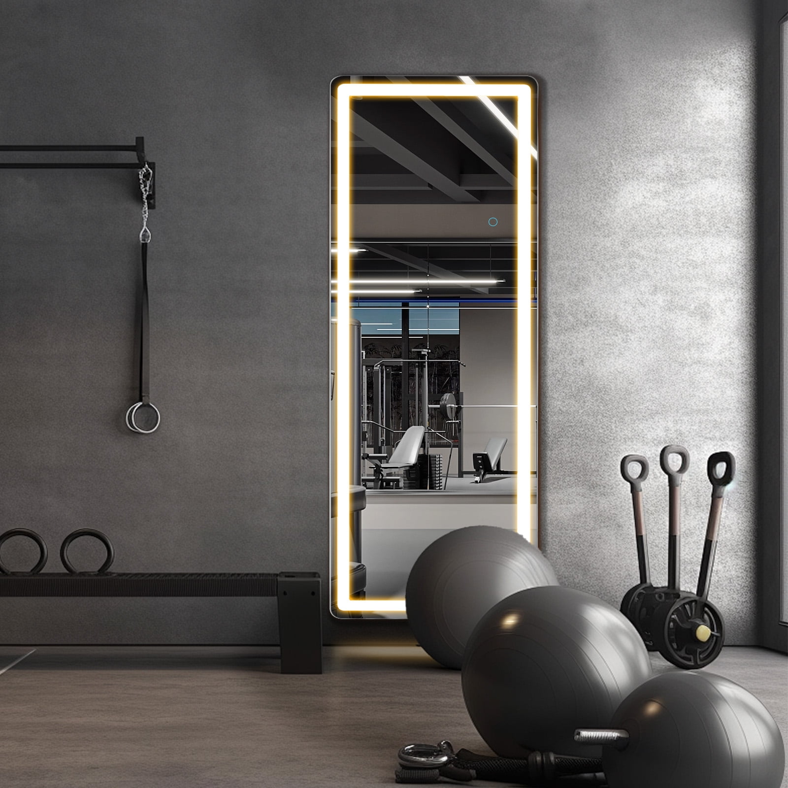 CONCETTA 60"x16" Rectangle LED Full Length Mirror, Full Body Standing Floor Mirror, 3 Color Modes for Bedroom, Cloakroom