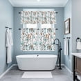 thumbnail image 3 of Teal Brown Spring Floral Kitchen Curtains Sets for Windows 36 Inch Length, Summer Botanical Abstract Rod Pocket Window Treatments Tier Curtains and Valances Set for Bedroom/Bathroom, 3 of 8