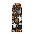 thumbnail image 6 of Halloween Pumpkin & Spider Print Wide Leg Pants for Women, 1-Pc Drawstring Loose Palazzo Trousers — Soft Breathable Lounge Bottoms & Halloween Pajama Pants Navy XXXL, 6 of 6