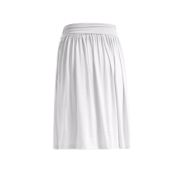 Gibobby faldas de mezclilla para mujer elástico acanalado de Color sólido de cintura alta a la moda para mujer(Blanco, L)