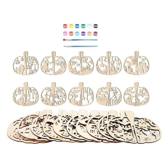 Yunhgft 20Pcs Wooden Pumpkin Cutouts DIY Crafts with Oil Paint Unfinished Pumpkin Pieces