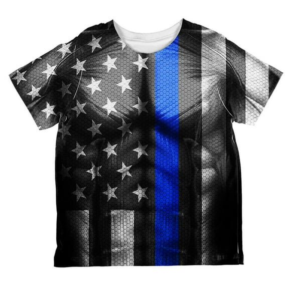 Halloween Thin Blue Line Superhero Costume All Over Toddler T Shirt Multi 2T