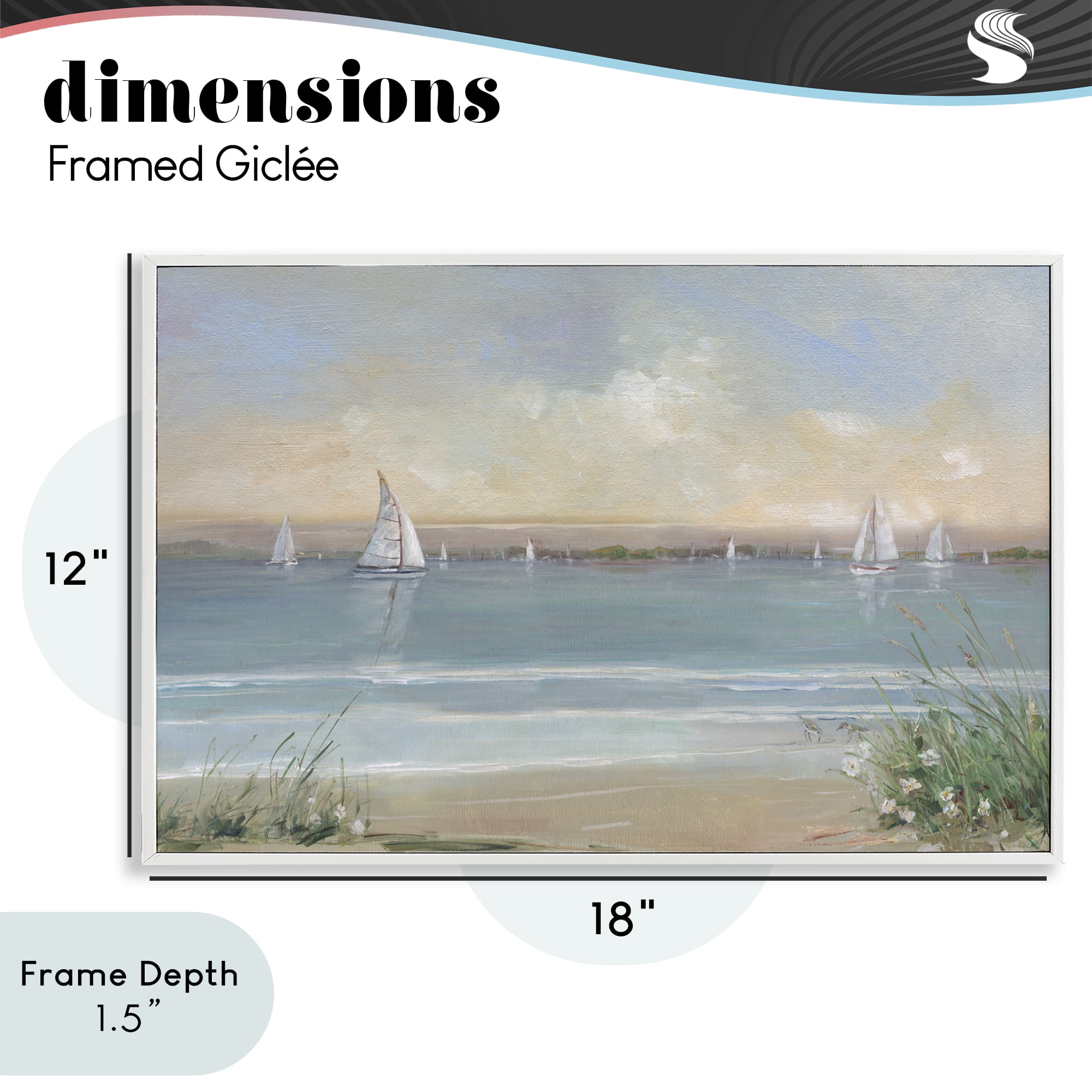Stupell Industries Coastal Sailing At Dawn White Framed Giclee Art, design by Sally Swatland