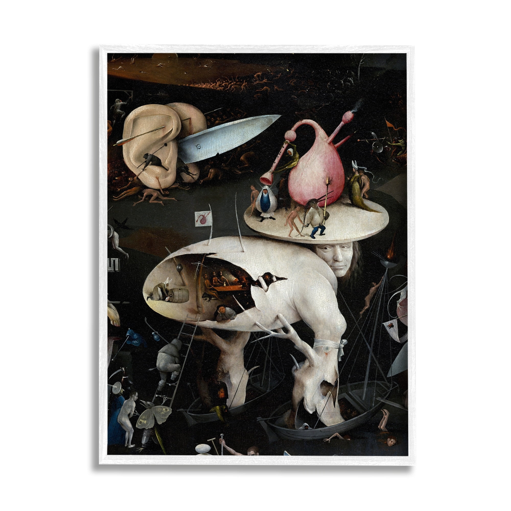 Stupell Industries Garden of Earthly Delights Right Panel Detail Hieronymus Bosch Painting Painting White Framed Art Print Wall Art, Design by one1000paintings