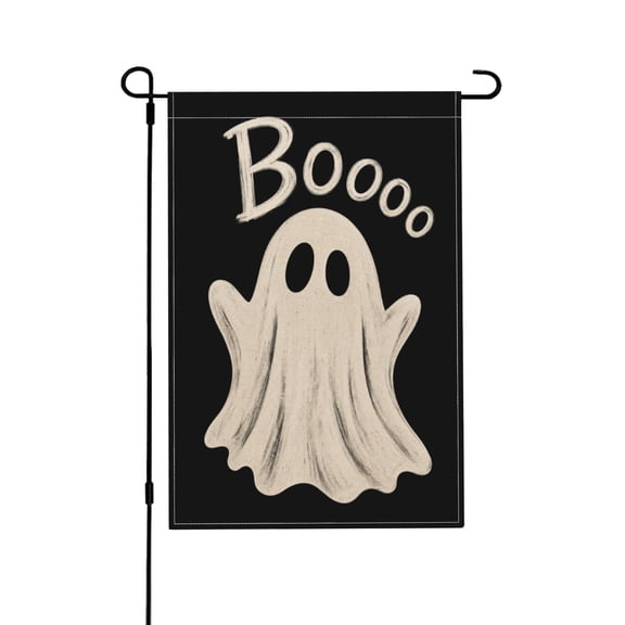Ghost Garden Flag with "Boooo" Design, 12x18 inch Outdoor Decor