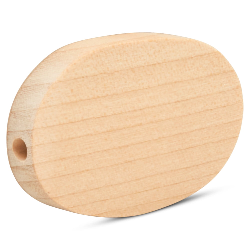 Flat Wooden Bead 1-3/4 inch, Pack of 100 Oval Discs For Jewelry Making and Crafting,  by Woodpeckers