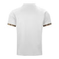 thumbnail image 5 of XIAONU Men's Short-Sleeve Mandarin Collar Polo Shirt Plaid-Accent Pocketed Top Stylish Daily Office Weekend Casual Wear, 5 of 5
