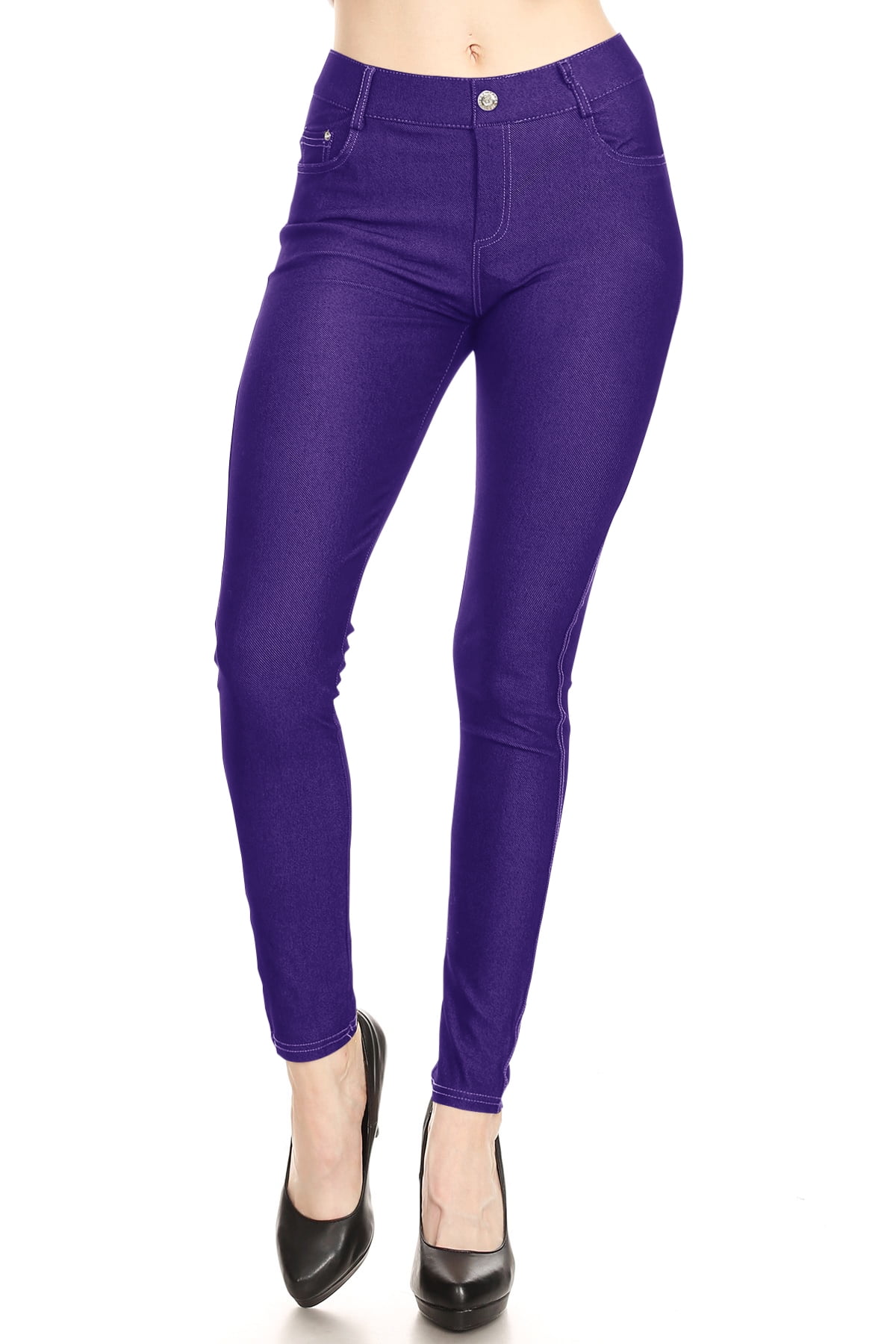 Moa Collection Women's Stretch Jeggings with Pockets Slimming Pull