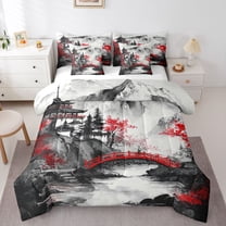 Castle Fairy Watercolor Scenery Bedding Comforter Set,Japanese Style King Bedding Sets