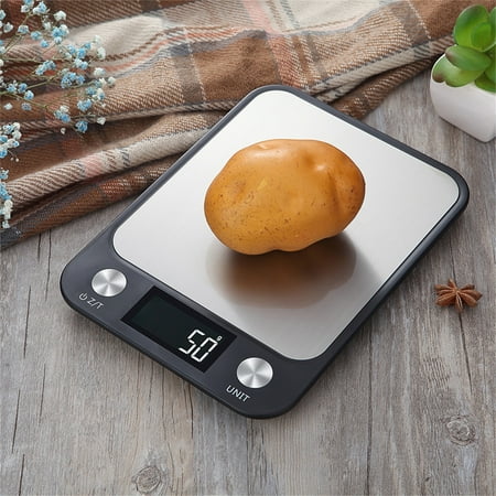

Biplut Kitchen Scale Large LCD Screen Accurate Clear Reading Anti-collision Round Corners Weighing ABS Auto Turn Off Baking Scale for Home
