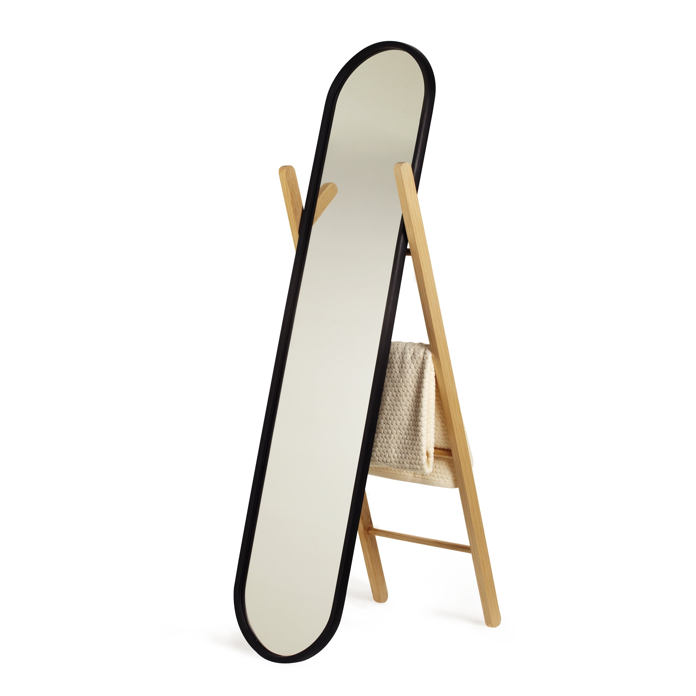 Hub Floor Mirror Black/Natural