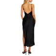 thumbnail image 4 of KelaJuan Women's Satin Bodycon Long Dress Spaghetti Strap Low Back Lace Trim Midi Slip Dress Party Outfit, 4 of 5