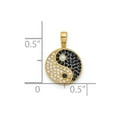 thumbnail image 2 of 10.8mm 14k With Rhodium Black and Clear Cubic Zirconia Yin And Yang Pendant Necklace Pendant for Women, 2 of 2