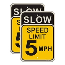 4 Pack Slow Speed Limit 5 MPH Sign, Slow Down Sign, 16 x 12 Inches Traffic Sign, Engineer Grade Metal Reflective Sturdy Rust Aluminum Waterproof Durable Ink Easy to Install