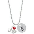 thumbnail image 1 of Delight Jewelry Silvertone I love Dogs with Red Heart Silvertone Script Initial Disc - E - Charm Necklace, 20"+3", 1 of 4
