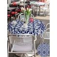 thumbnail image 4 of Navy Blue Geometric Outdoor Tablecloth - 60 Inch Round Dining Table Cover, Vintage Abstract Art Waterproof Outdoor Table Cloth with Umbrella Hole & Zipper for Picnic/Patio/Party, 4 of 7