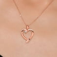 thumbnail image 3 of Gem Stone King 18K Rose Gold Plated Silver Lab Grown Diamond and Blue Sapphire Heart Pendant Necklace for Women | 0.18 Cttw | Gemstone April Birthstone | Round 3.5MM | With 18 inch Chain, 3 of 6