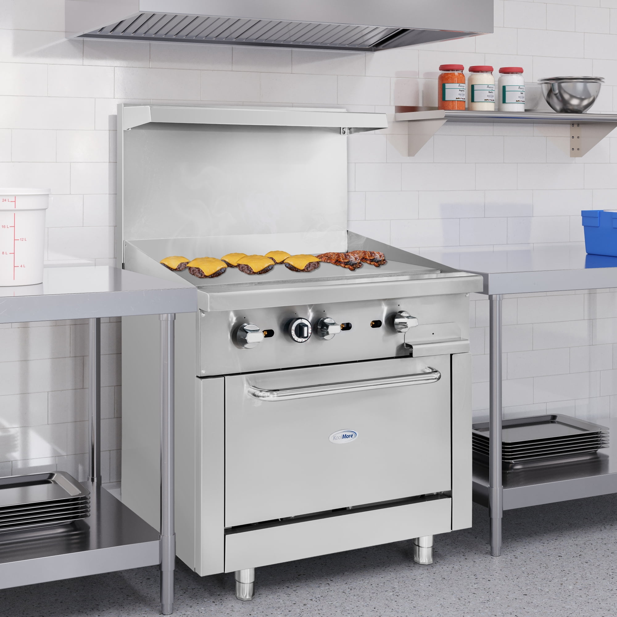 Commercial 36" Oven with 36" Griddle Top with 90000 BTU