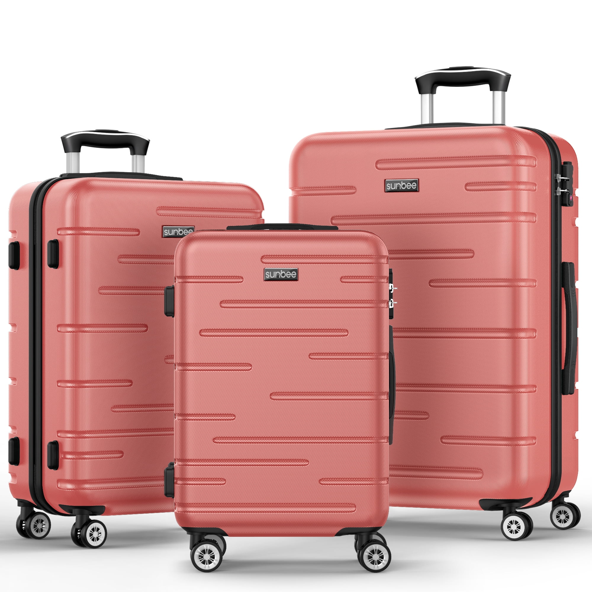 Save  on Sun bee 3 Piece Luggage Lightweight Durable Spinner Wheels Suitcase @ Walmart