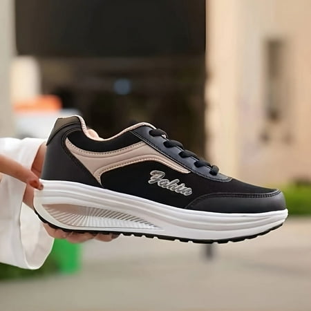 

Women s Shock Absorption Wedge Sneakers Black Outdoor Walks 5.5 - Comfort & Style