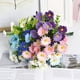 thumbnail image 5 of Ramo de flores artificiales con hojas verdes, realista, resistente a los rayos UV, de seda, para interior y exterior, jardín, patio, balcón, decoración del hogar., 5 of 7