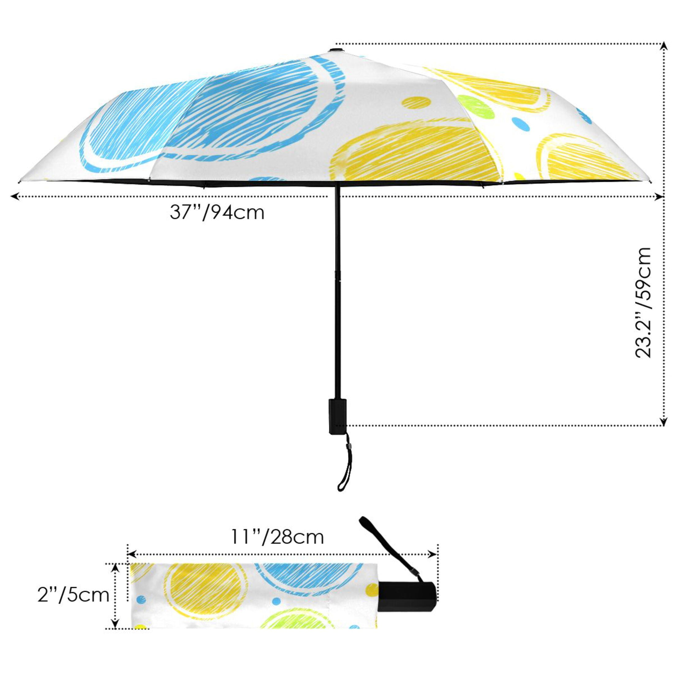 ALAZA Polka Dots UPF 50+ Compact Folding Umbrella for Rain Travel Umbrella Packable