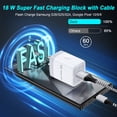 thumbnail image 2 of QC 3.0 Fast Wall Charger Block, 18W Phone Charger with 6FT Type-C Cable, Power Adapter Compatible with iPhone 17/16/15 Pro Max iPad Pro Galaxy S26 Android,White, 2 of 7