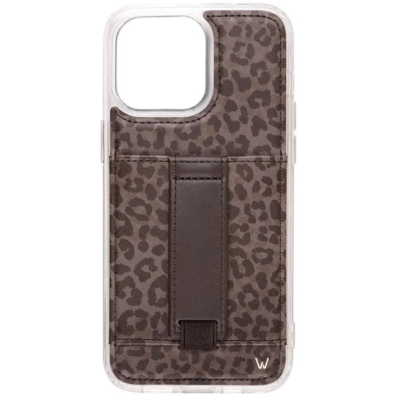 Walli Cases iPhone 15 Plus Phone Case with Wallet and Finger Strap - Shadow Leopard