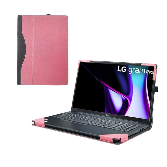 Laptop Cover Case for LG gram Pro 16-inch OLED 2024~2025 [not Compatible with Any Other Model] .2-in-1 PU Leather Detachable Notebook Sleeve（Pink）