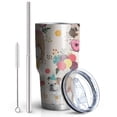thumbnail image 2 of 30oz Dogs with Party Hats and Flowers Tumblers Stainless Steel Tumbler with Lid and Straw,Vacuum Insulated Double Wall Travel Tumbler Cups Mug with Cleaning Brush for Coffee,Tea, 2 of 7