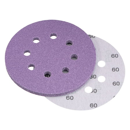 

5 Pack 5-Inch Purple Sanding Discs 60 Grits 8 Hole Hook & Loop Professional Aluminum Oxide Sandpaper