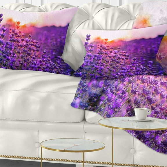Designart 12" x 20" Purple Polyester Throw Pillow