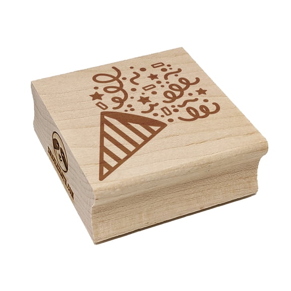 Party Popper with Confetti Celebration Birthday Square Rubber Stamp Stamping Scrapbooking Crafting - Small 1.25in