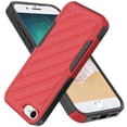 thumbnail image 2 of METKASE For iPhone 16E / SE4 Noble lined shockproof dual layer hybrid - Red/Black, 2 of 5