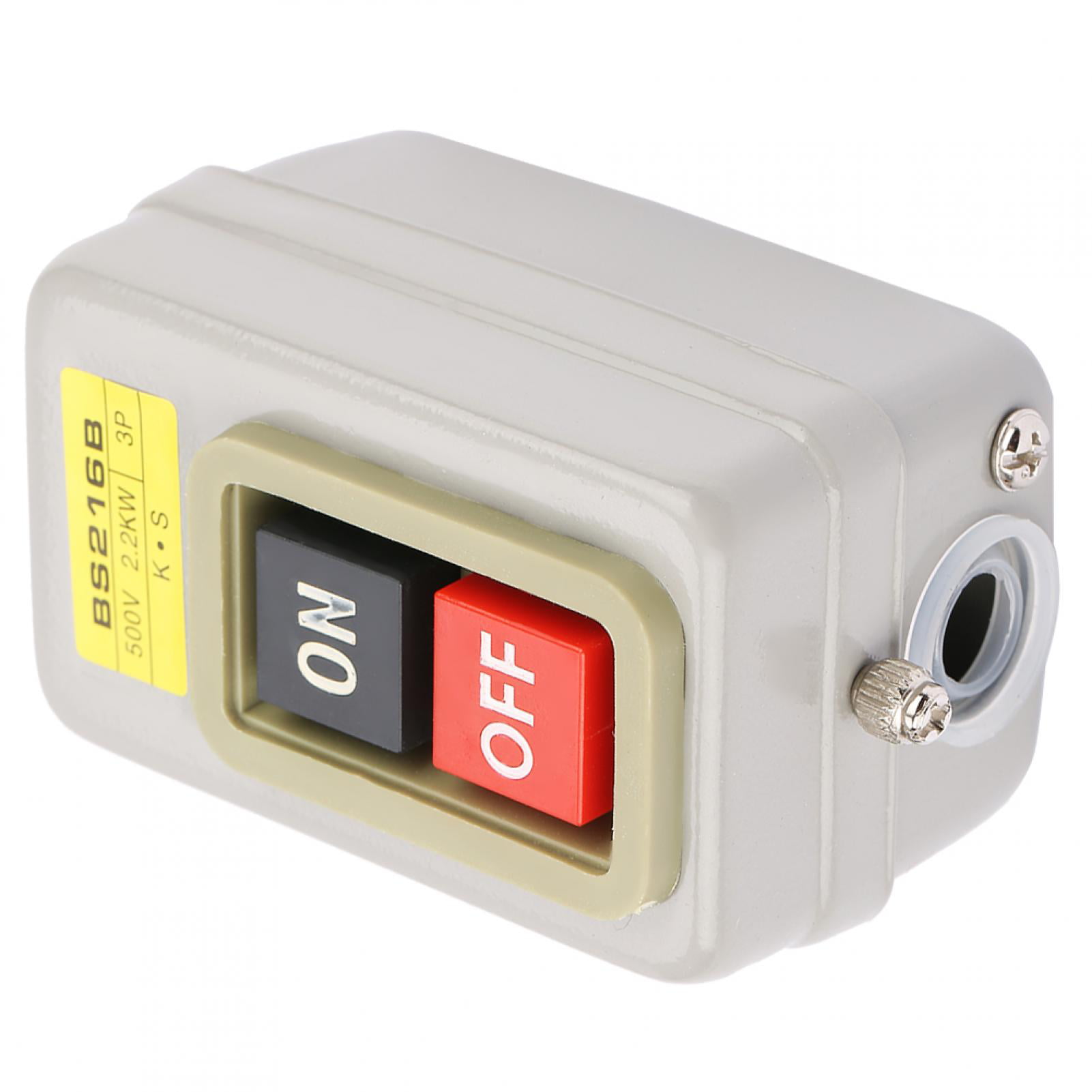 Self-Locking 3P On/Off Power Push Button Switch Insulation 110/220/380V 10A BS216B for Controlling Motor 