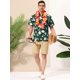 thumbnail image 3 of Lars Amadeus Camisa tropical de playa con botones y manga corta con estampado floral hawaiano para hombre Verde blanco XL, 3 of 6