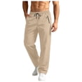 thumbnail image 7 of Men's Casual Pants Drawstring Elastic Waist Chino Pants Straight Leg Slacks Cotton Twill Trousers with Pockets,twill chino pants Khaki L, 7 of 7