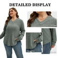thumbnail image 2 of TEMOFON Plus Size Long Sleeve Shirts for Women V Neck Curved Hem Tunic Tops Lightweight Casual Loose Fit Fall Tops 3XL, 2 of 9