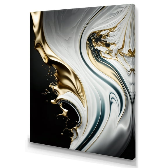 Designart Abstract Geode Marble Waves White I Canvas Wall Art