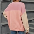 thumbnail image 6 of JUUYY Womens Color Block Texture Long Sleeve Tee Shirt Loose Casual Round Neck Cotton T-Shirts Tops Pullover Pink S, 6 of 6