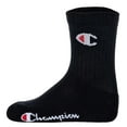 thumbnail image 3 of Champion Children's Socks, 3-Pack - Crew Socks, Solid Colour Black/Grey/White 27-30, 3 of 7