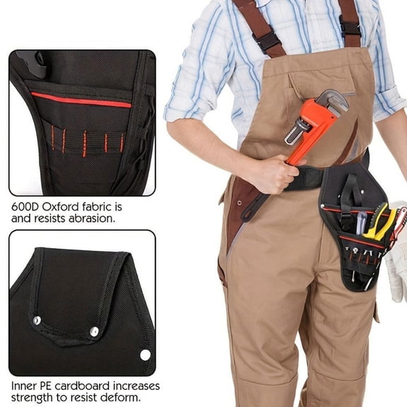 QHUDLV Tool Belt Pouches,Tool Pouch,Professional Electrician Pouch,Multi-Pocket Belt Organizer,Detachable & Adjustable Single Side Belt ToolPouch for HVAC Craftsman Contractor Electricians Carpenter