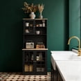 thumbnail image 2 of S-HOME Versatile Freestanding Cabinet with Glass Doors, Adjustable Shelves and Countertop for Dining Room Storage, Black, 2 of 11