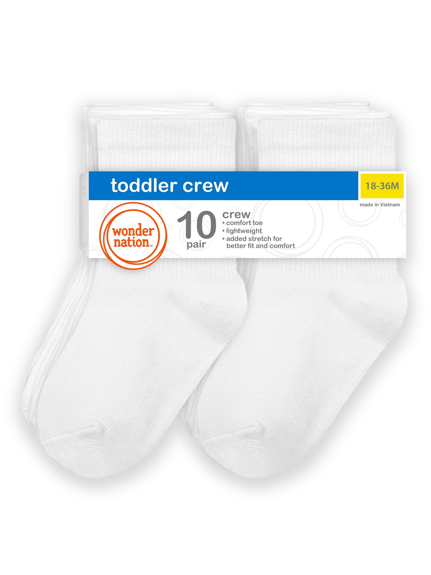 Wonder Nation Baby and Toddler Crew Socks, 10 Pack, Size 0M- 5T
