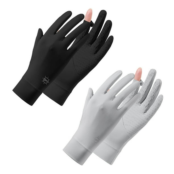 2 pares de guantes de protección solar para mujer, guantes transpirables para montar al aire libre de verano, diseño de costura antideslizante sin dedos 565