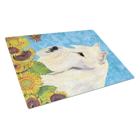 

Carolines Treasures SS4164LCB Scottish Terrier in Summer Flowers Glass Cutting Board Large 12H x 16W multicolor