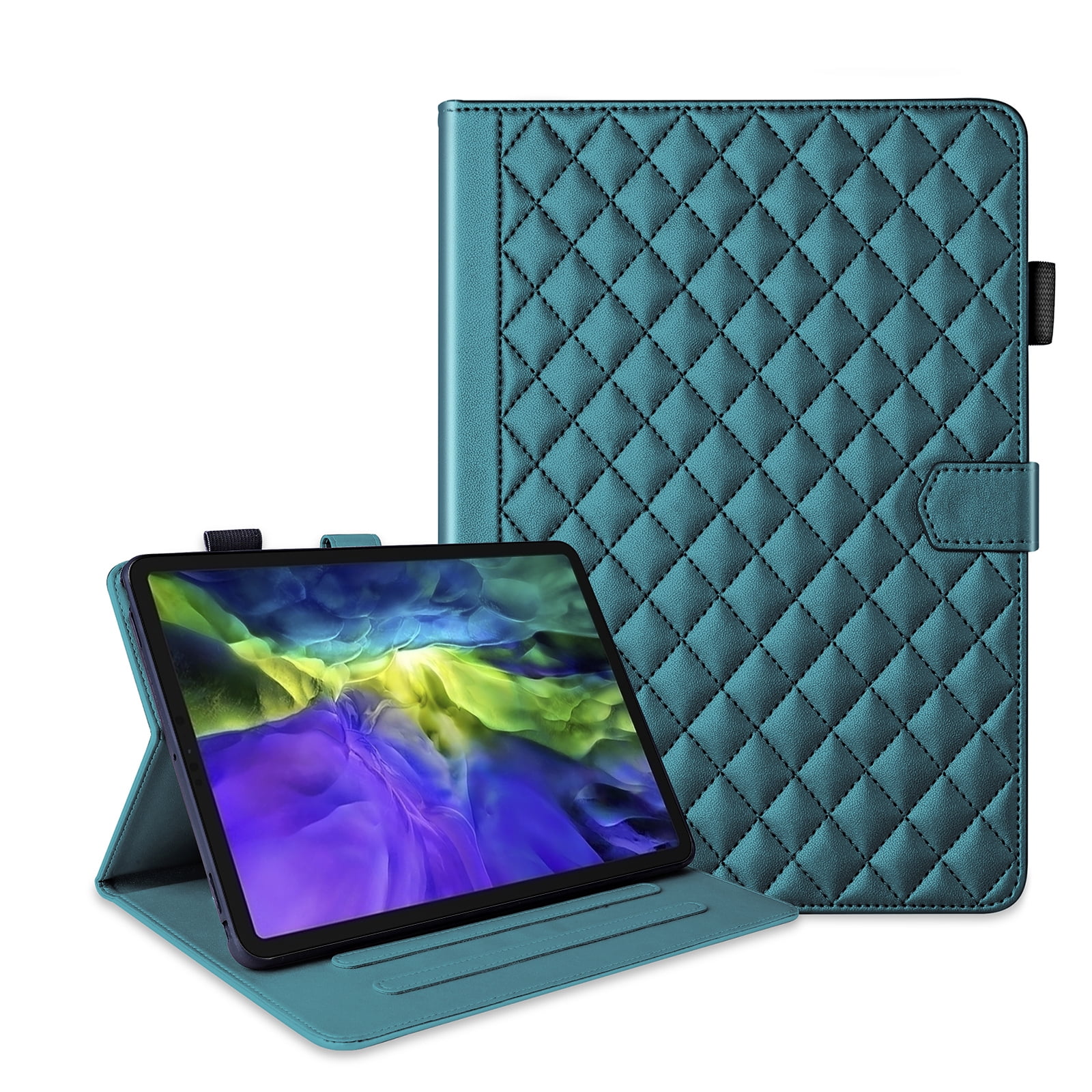ChicShell Case for iPad Air 11-inch (2024), iPad Air 5th/4th Gen, iPad Pro 11 (4th/3rd/2nd/1st Gen), Multi-Angle View, PU Leather Auto Sleep/Wake Case with Pencil Holder, Darkgreen