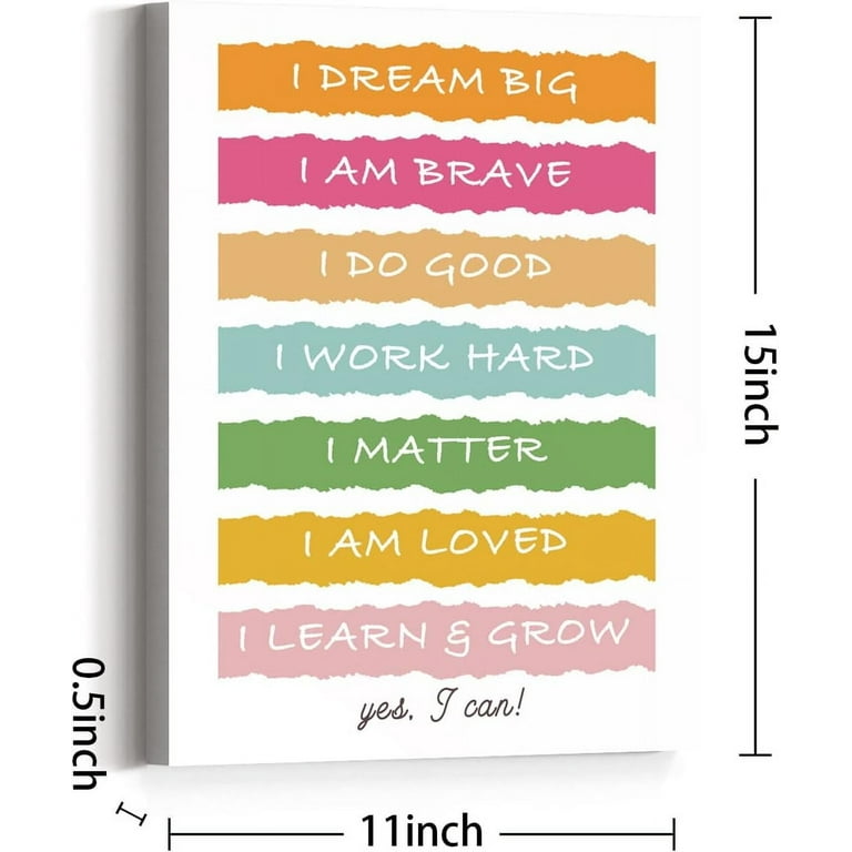"I Am Kind" Positive Affirmations Canvas Wall Art - Kids Room & Nursery Decor