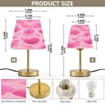 thumbnail image 2 of Tapered Desk Lamp with Antique Brass Base Table Lamps Dimmable LED Bulb Button Switch Night Light Pink Hearts and Roses Pattern Small, 2 of 8