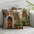 thumbnail image 2 of Nawypu  Tuscan Decorative Throw Pillow Case Pack of 2, Begonia Blossoms in Box Window Wooden Shutters Brick Wall Romagna Italy, Couch Bedroom Living Room Cushion Cover, Orange White, 2 of 6